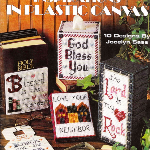 Vintage Plastic Canvas Pattern Book PDF Digital Download • Church Christian Bible Verse God Lord Plastic Canvas Tissue Box Cover Patterns