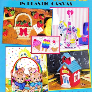Vintage Plastic Canvas Pattern Book PDF • House Schoolhouse Tissue Box Cover Plastic Canvas Pattern