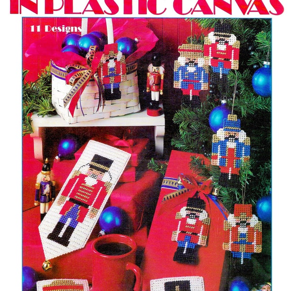 Vintage Plastic Canvas Pattern Book PDF • Christmas Nutcracker Pattern Xmas Wreath Brick Cover Patterns Toy Soldier Ornament Magnet Coaster