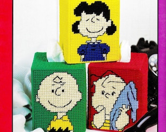 Vintage Plastic Canvas Pattern Book PDF eBook • Cartoon Tissue Box Cover Plastic Canvas Pattern • Kid Kids Girl Boy Plastic Canvas Pattern