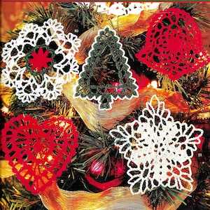 Vintage Crochet Ornament Pattern Book PDF Digital Download • Xmas Crochet Christmas Ornament Bell Tree Heart Snowflake Angel Dove Pattern