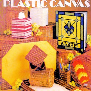 Vintage Plastic Canvas Pattern Book PDF • Tissue Box Cover Plastic Canvas Pattern Bargello Sunglass Eyeglass Case Photo Album Lunch Box Tag