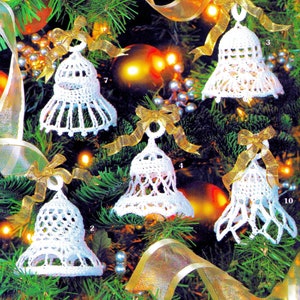 Vintage Crochet Pattern Book PDF Download • Christmas Crochet Pattern • Christmas Ornament Xmas Bell Tree Globe Snowflake Lace Bells Pattern