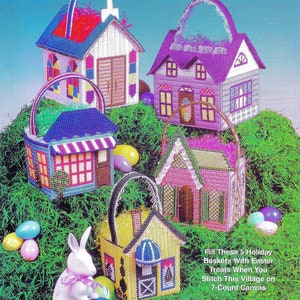 Ostern Plastik Leinwand Muster Buch PDF • Ostern Korb Plastik Leinwand Muster Geldbörse Stadt Dorf Stadt Puppenhaus Puppenhaus Cottage Kirche
