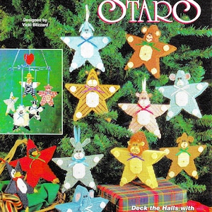 Christmas Plastic Canvas Pattern Book PDF Digital Download • Star Christmas Ornament Plastic Canvas Pattern Xmas Animal Bear Duck Sheep Pig