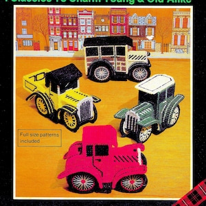 Libro de patrones de lona de plástico vintage PDF • Libro electrónico de patrones de lona de plástico de coches de juguete • Patrón de manualidades de juguetes fáciles para niños • Coche clásico Auto vintage