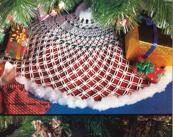 Christmas Macrame Tree Skirt • Easy Beginner 1970s Xmas Tree Wreath Patterns • Star Candle Candy Cane Pattern Book • 70s Vintage PDF