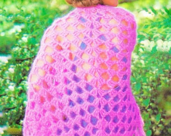 1970s Shawl Crochet Pattern PDF • Vintage Crochet, Mohair, Boho, Triangle Wrap, Worsted Yarn • 1976