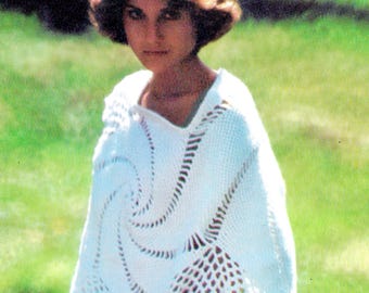 1970s Shawl Crochet Pattern PDF • Vintage Crochet, Swirl Stitch, Circular Wrap, Aran Yarn • 1976