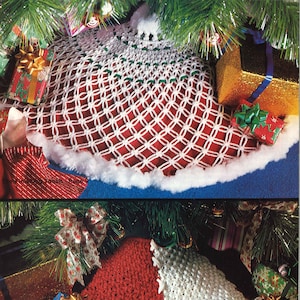 Falda de árbol de Navidad en macramé • Patrones de coronas navideñas para principiantes de los años 70 • Libro de patrones de bastones de caramelo con velas de estrella • PDF vintage de los años 70