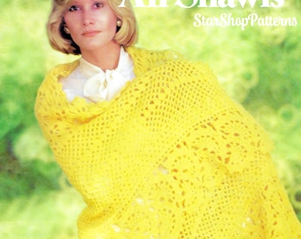 1970s Knitting + Crochet Pattern Book PDF • Vintage Wedding Shawl, Lace Stole, Filet Crochet • 1976