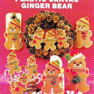 Vintage Plastic Canvas Pattern Book PDF • Christmas Ornament Plastic Canvas Pattern • Xmas Tissue Box Cover Patterns • Gift Tag Noel Bear