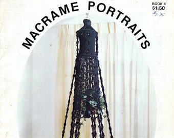 Macramé Portraits • 1970s Macrame Plant Hanger Pattern Book • 70s Vintage Necklace Pot Hangers Booklet • Macrame Owl Patterns • PDF