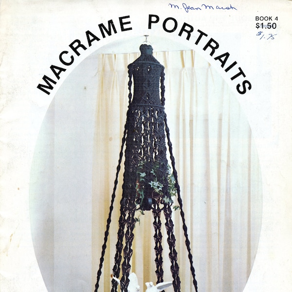 Macramé Portraits • 1970s Macrame Plant Hanger Pattern Book • 70s Vintage Necklace Pot Hangers Booklet • Macrame Owl Patterns • PDF