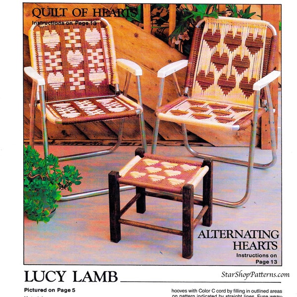 Quilts of Hearts Macramé Chairs • Heart 1970s Macrame Patio Lawn Chair Folding Deck Furniture Home • Pattern Book Booklet 70s Vintage PDF