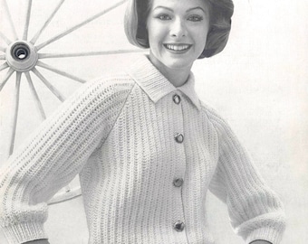 Brighton Brioche • 1950s Knitting Collared Cardigan Sweater Jacket Top Patterns • 50s Vintage Pattern • Retro Women's Knit Digital PDF