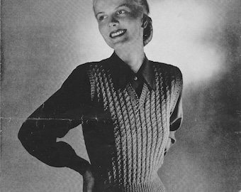 Classic Rib Vest • 1940s Knitting Knit Top Scarecrow Vest Waistcoat Sweatervest • 40s Jack Frost 52 Vintage Pattern • Women's Patterns PDF