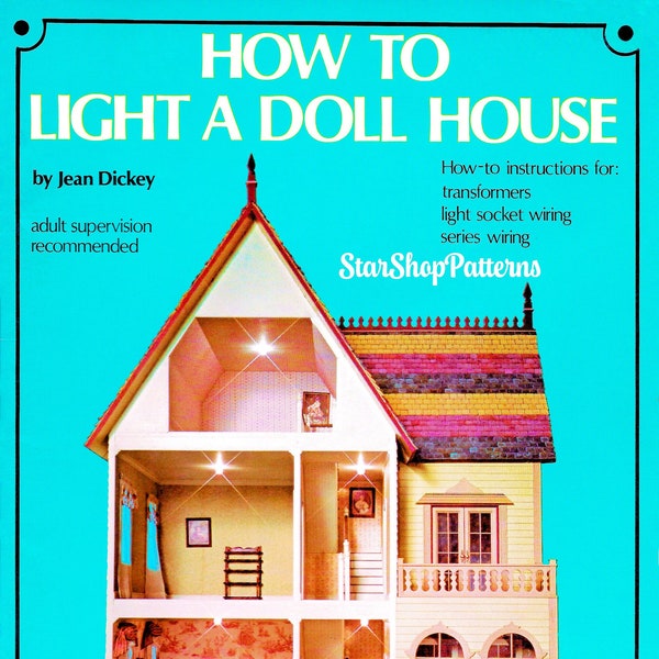 Vintage Miniature Dollhouse Lighting Pattern Book PDF eBook • Toy Doll House 1:12 Scale Plan Lighting Schematic Mini Lights Lightbulb Wiring