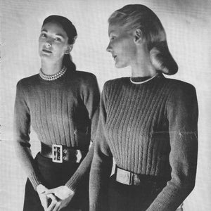 Ribbed Front Pullovers • 1940s Knitting Knit Top Pullover Sweater Jumper • 40s Jack Frost 52 Vintage Pattern • Women&#39;s Patterns Digital PDF