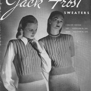 Kabelribbad casualkläder • 1940-tals stickning stickad topp väst pullover tröja tröja • 40-tals Jack Frost 52 vintagemönster • Dammönster digitala PDF
