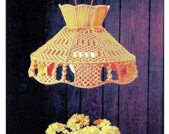 Vintage Macrame Lamp Pattern Book PDF Download • Macrame Kitchen Pattern Book • Hanging Macrame Kitchen Lamp Pattern 18" Lampshade Butterfly