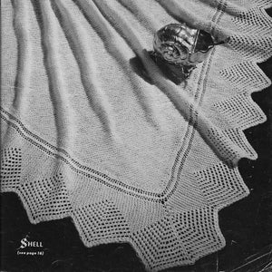 Shell Shawl • 1950s Knitting Pattern Bridal Wedding Wrap Christening Baptism Baby Stole • Patons 55 Vintage 50s Knit Blanket • PDF