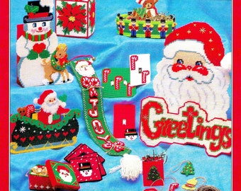 Christmas Plastic Canvas Pattern Book PDF • Tissue Box Cover Plastic Canvas Pattern Xmas Santa Coaster Ornament Tree Card Holder Lightswitch