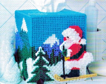 Christmas Plastic Canvas Tissue Box Cover Pattern - Etsy