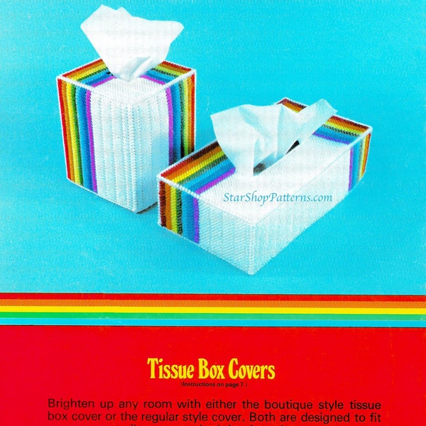 Vintage Plastic Canvas Pattern Book PDF • Rainbow Plastic Canvas Sunglass Eyeglass Glasses Case Keychain Tissue Box Cover Unicorn Purse Mat
