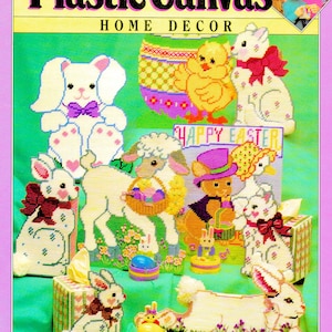 Easter Plastic Canvas Pattern Book PDF • Spring Tissue Box Cover Plastic Canvas Pattern Bunny Rabbit Mini Easter Basket Patterns Sheep Cat
