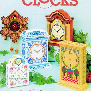 Vintage Plastic Canvas Pattern Book PDF • Clock Plastic Canvas Pattern • Teapot Bird Pattern Kitchen Clock Plastic Canvas Pattern Butterfly