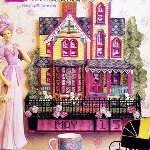 Perpetual Calendar Plastic Canvas Pattern Book PDF • Plastic Canvas Calendar Pattern Download • Monthly Wall Calendar Home Victorian House