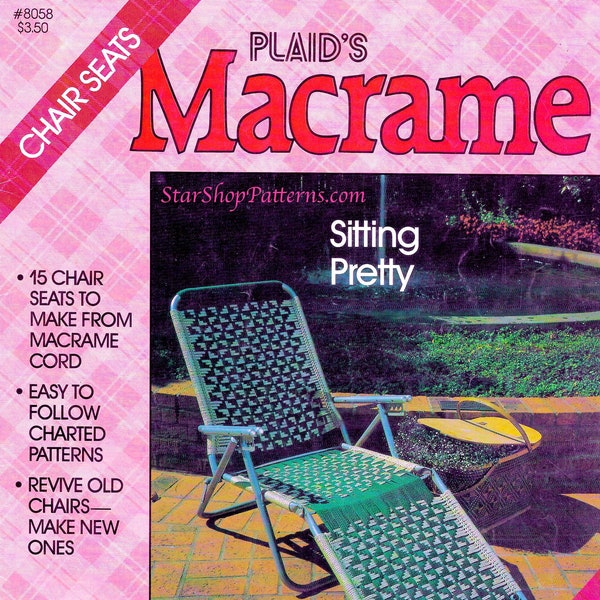 Macrame Chairs • 1980s Macrame Patio Lawn Chair Folding Deck Furniture Sports Ottoman • Pattern Book Booklet • 70s Vintage Books • Retro PDF