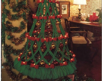 Macrame Christmas Tree • Easy Beginner 1970s Macramé • Xmas Sapin Noel Home Decor Wreaths Patterns • Macrame Pattern Book • 70s Vintage PDF