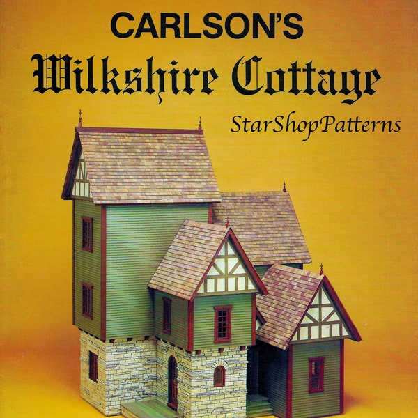 Vintage Dollhouse Furniture Pattern Book PDF Miniature Toy Fairy Cottage Plywood Tudor Doll House 1:12 Scale Plan Schematic Mini Home eBook