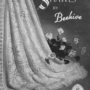 Heirloom Shawl • 1950s Knitting Bridal Wedding Wrap Christening Baptism Baby Shawl Pattern • Vintage 50s Patons 55 Knit Blanket • PDF