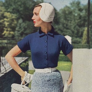 Shelly Dress • 1950s Knitting Knit Two Piece Shirtdress • 50s Vintage Engagement Pattern • Retro Women&#39;s Knit Digital PDF