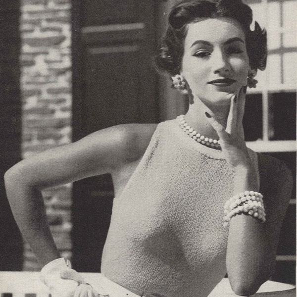 Wendy Dress • 1950s Knitting Knit Sleeveless Dresses • 50s Vintage Engagement Pattern • Retro Women's Knit Digital PDF