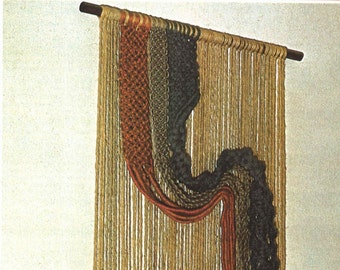 Rio Grande • 1970s Wall Art Hanging • Macrame Room Divider Fringe Knots • Boho Hippie Hangers • 70s Vintage Hanger PDF