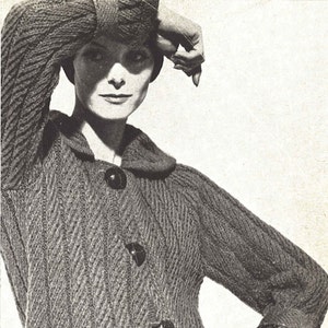 Twill Rib Cardigan • Stickad tröja/kappa/jacka från 1960-talet • Vintage stickning • Digital PDF för kvinnor från 1961