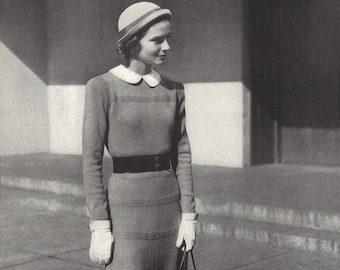 Vestido Elaine • Vestido de punto de manga larga de los años 40 • Patrón vintage de los años 40 • PDF digital de punto retro para mujer