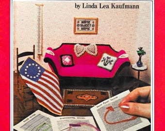Vintage Miniature Dollhouse Pattern Book PDF • Miniature Crochet Doll House Toy 1:12 Scale Mini Rug Cross Stitch Petit Point Blanket Pillow