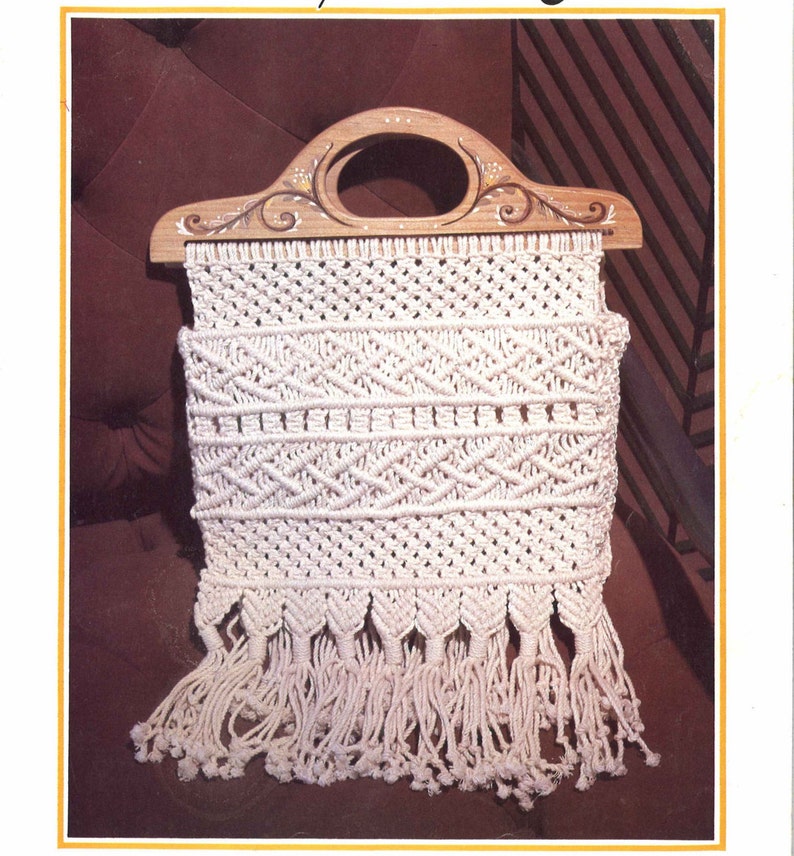 Burning Man Bag \u2022 1970s Macrame White Purse Handbag \u2022 Macrame Wooden Wood Fringe \u2022 How To Instruction \u2022 Boho Hippie Festival 70s Vintage PDF