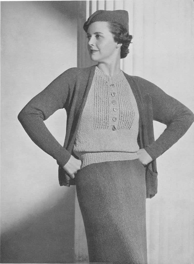 Minerva Style Book 1930s Paris Knitting Pattern PDF Women's Day Wedding Knit Dress Sweater Suit Top 30s Vintage Patterns ebook image 2