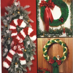Christmas Macrame Wreath + Candy Canes • Easy Beginner 1970s Xmas Home Decor Wreaths Patterns • Candy Cane Pattern Book • 70s Vintage PDF