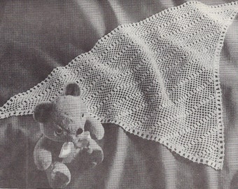 Tiny Waves • 1950s Crochet Newborn Baby Christening Baptism Shawl Pattern • Vintage 50s Crocheting Blanket • Instant Download Digital PDF