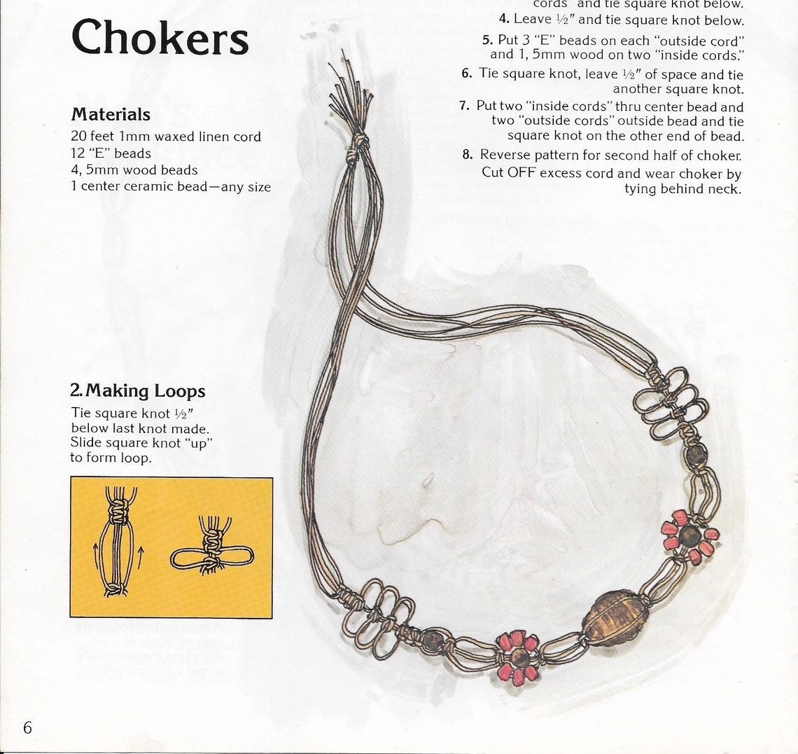 Macrame Jewelry Book 1970s Necklace Choker Earrings Etsy