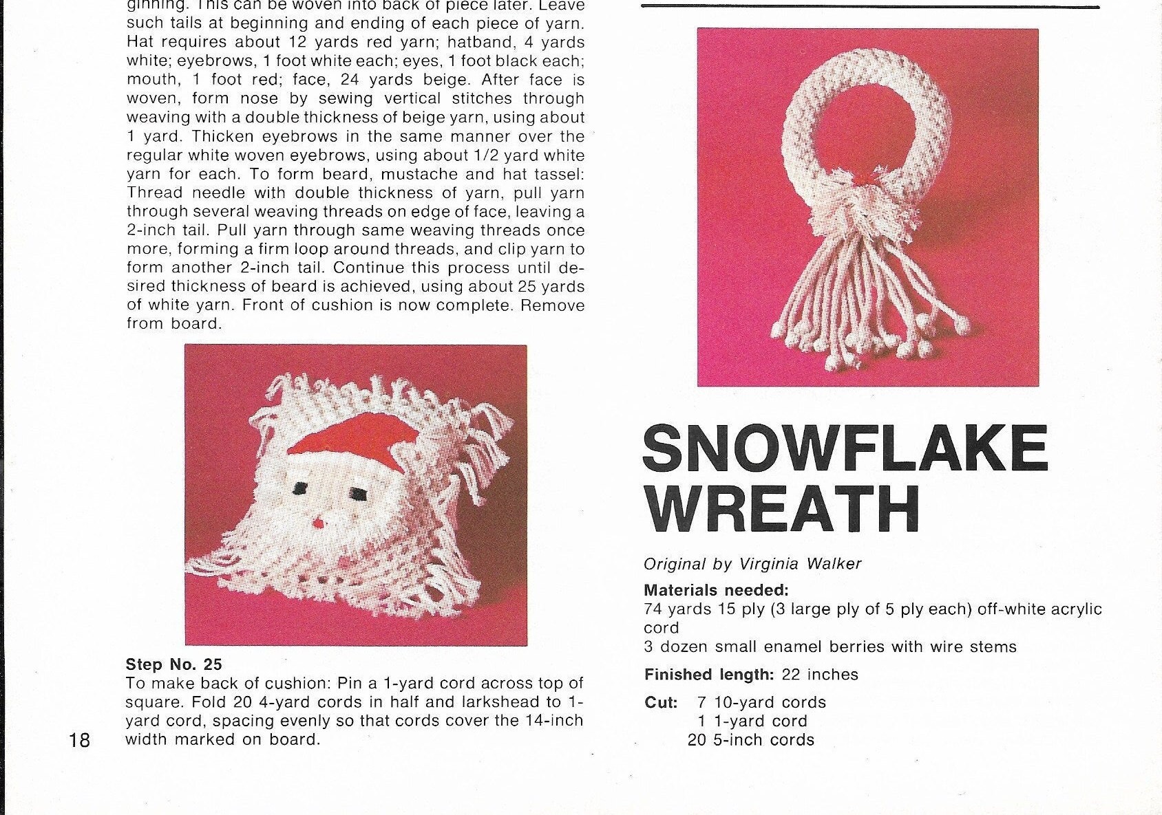 Macramé Christmas 1970s Macrame Xmas Tree Snowman Wreath