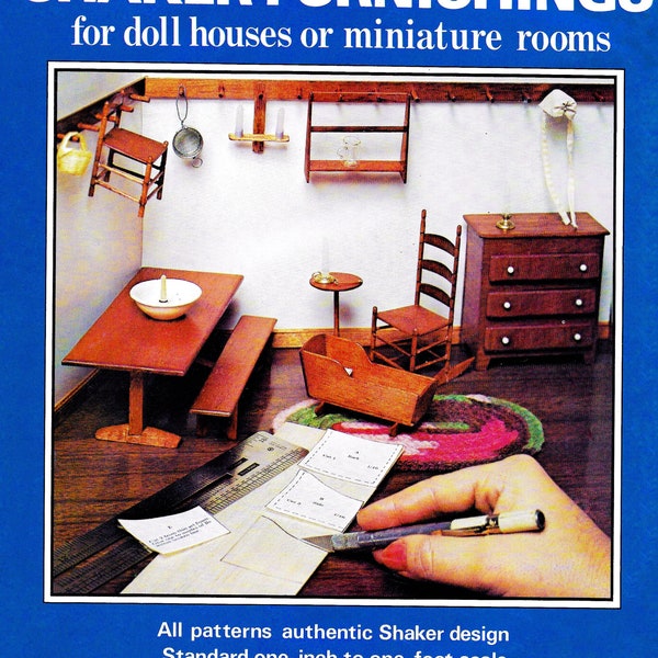 Vintage Miniature Dollhouse Furniture Pattern Book PDF eBook Shaker Toy Doll House 1:12 Scale Plan Schematic Mini Bed Dresser Table Cradle