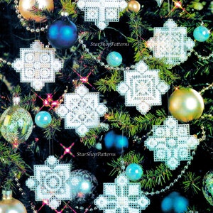 Vintage Plastic Canvas Pattern Book PDF Digital Download • Winter Snowflake Snow Flake Christmas Ornament Magnet Plastic Canvas Pattern